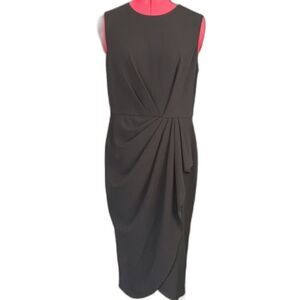 Maggy London Dress Women’s 8 Marine Navy Sleeveless Gathered Waist Tulip Hem NWT